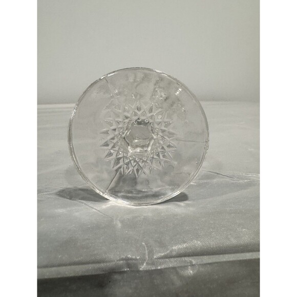 Vintage Pressed Glass Goblet Compote Starburst Base Clear Glass Paneled Stem - Picture 2 of 3